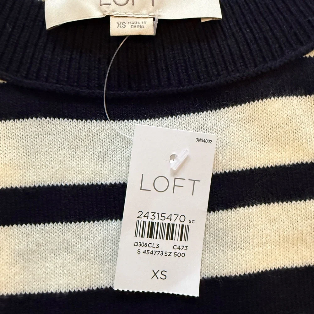 LOFT NWT size XS navy and white striped sweater.